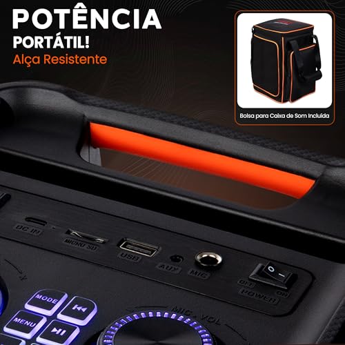 Pyle Party Speaker - 100W Bluetooth PA Speaker with 8" Woofer, Includes Echo, Bass & Treble Control, Carry Bag and USB/SD/AUX/MIC in, Great for Indoor & Outdoor Events, DJ by Pyle - Image 5