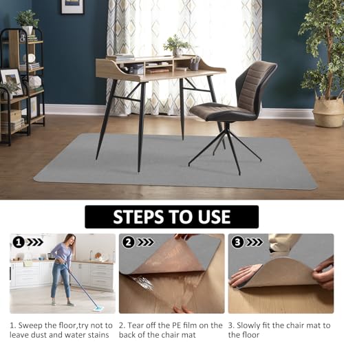 Office Chair Mat for Hardwood Floor & Tile Desk Chair Mat for Rolling Chairs Protect Hardfloor Desk Area Rug for Workstations, Durable Desk Mat for Home and Office Use (Light Grey, 36X47 in)