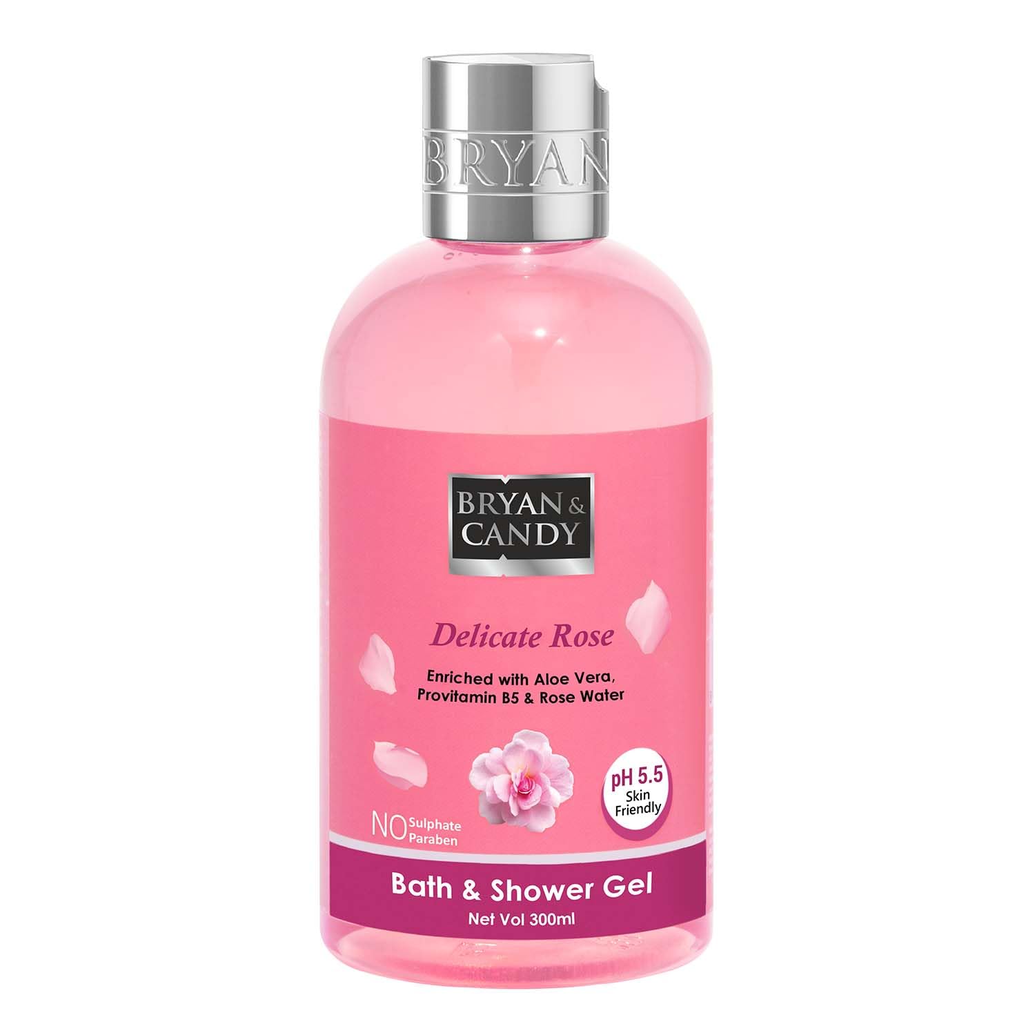 Bryan & Candy Shower Gel with Aloe Vera. Gentle, Moisturizing Body Wash for Soft, Supple Skin (Delicate Rose Shower Gel, 300ml)