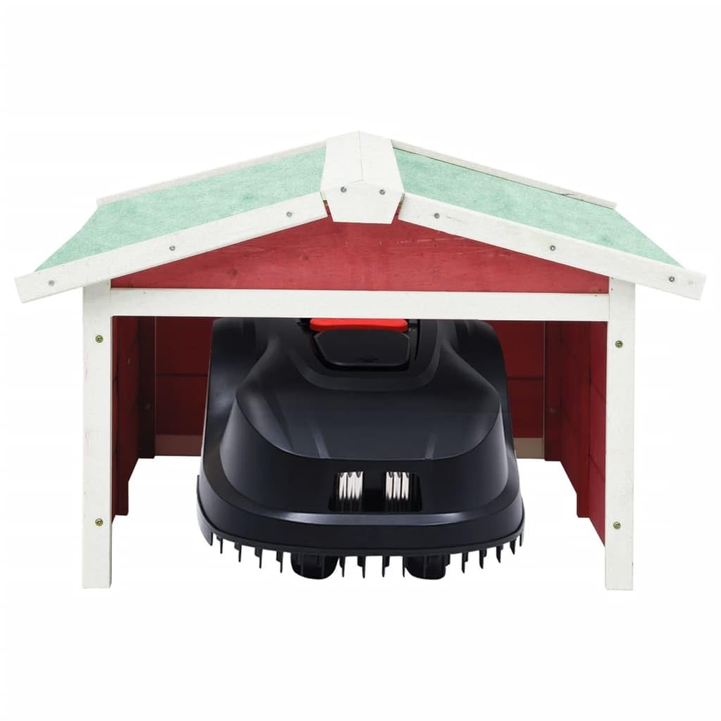 Mangloder Robot cortacésped garaje de madera maciza de abeto rojo blanco 72 x 87 x 50 cm, cubierta para cortacésped, funda protectora, protección contra la intemperie, jardín exterior, resistente al