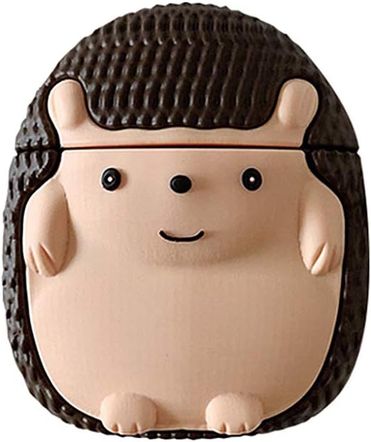 VooDiropSuper Cute Hedgehog Airpods Case, 3D Cartoon Animal Soft Silicone Protective Mini Bag Lovely Creative Airpods 1/2 Charging Cover (Hedgehog, Airpods 1/2)