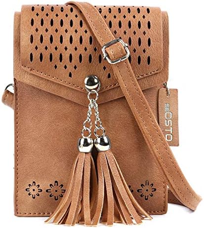 seOSTO Womens Small Crossbody Bag, Tassel Cell Phone Purse，Gifts For Teenage Girls