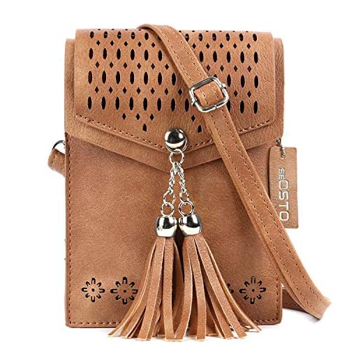seOSTO Womens Small Crossbody Bag, Tassel Cell Phone Purse，Gifts For Teenage Girls