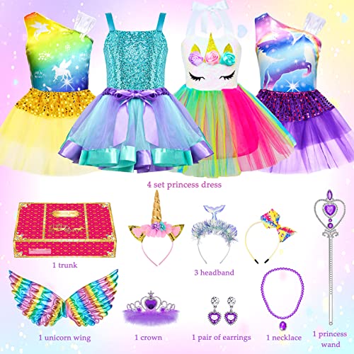 Latocos Girls Princess Dress Up Trunk Dress Up Clothes For Little Girls Unicorn Mermaid Pretend Play Costume Set For Toddlers Ages 3-6 Years #TOP2