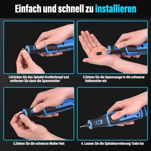 Mini Trapano Elettrico, 8V 2.0Ah utensile rotante multifunzione Con luce LED, 5 Velocità Max 30.000 giri/min, 135 Accessori, Per Forare, Incidere, Lucidare, Smerigliare, Togliere Ruggine