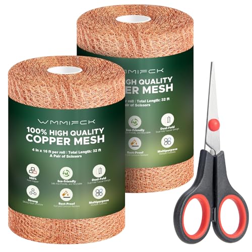 3rd gen copper mesh rodent control kit 100 pure copper wool for slugs snail pest bird mice rat control 2 rolls mesh roll wrap wire with scissors