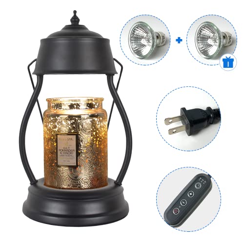Candle Warmer Lamp No Flame Electric Candle Wax Melting Lamp, Vintage Wax Warmer Lamp For Scented Wax Melts Dimmable Brightness Candle Melter For Yankee Candle (Black) #TOP23