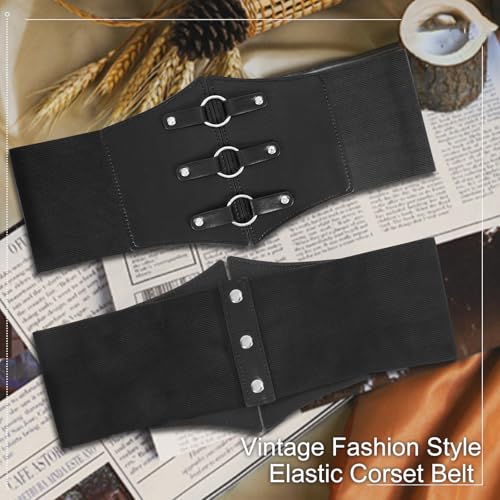 Women Wide Corset Elastic Belt Thick Vintage Ladies Costume Waspie Waist Belt4