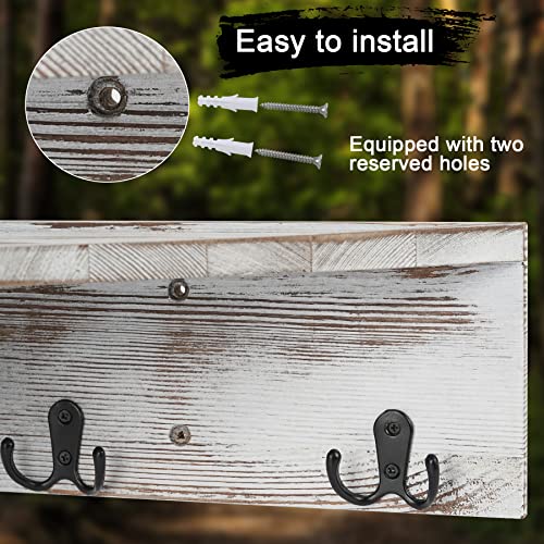 Wgfkvas Corner Shelf Wall Mounted Set Of 2, Solid Wood Corner Floating Shelves With Hooks, Rustic White Wall Storage Display Shelf For Wall Decor Living Room, Entryway, Office, Bathroom #TOP6