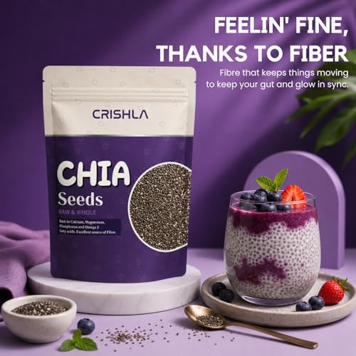 Image of Crishla Raw Chia Seeds | 470 Gram | High Fibre & Plant Protein | Chia Seeds for Eating | Seeds for Weight Management | Rich in Calcium, Protein & Fibre