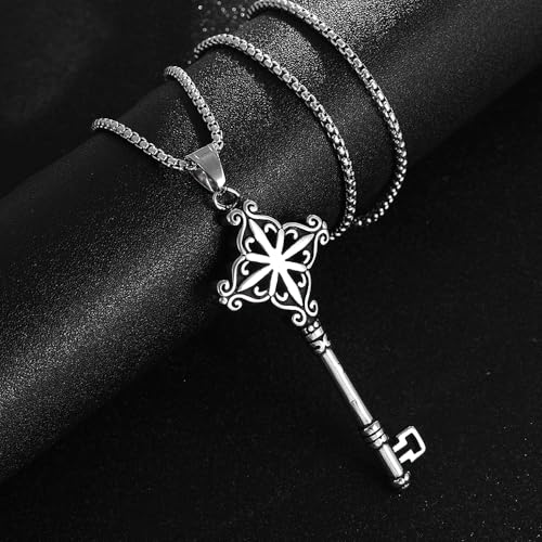 YWMAN Witches Key Necklace, Stainless Steel Vintage Key Pendant，Witchy Jewelry Gift for Women4