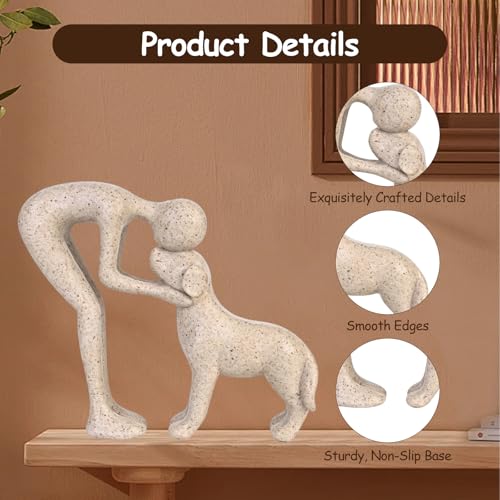Cadeau commémoratif animaux, statue garçon et chiot pour cheminée - 4