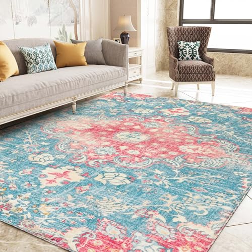 Belffin Machine Washable Area Rug 3x5. Non-Slip Backing Shag Area Rug for Living Room, Bedroom.