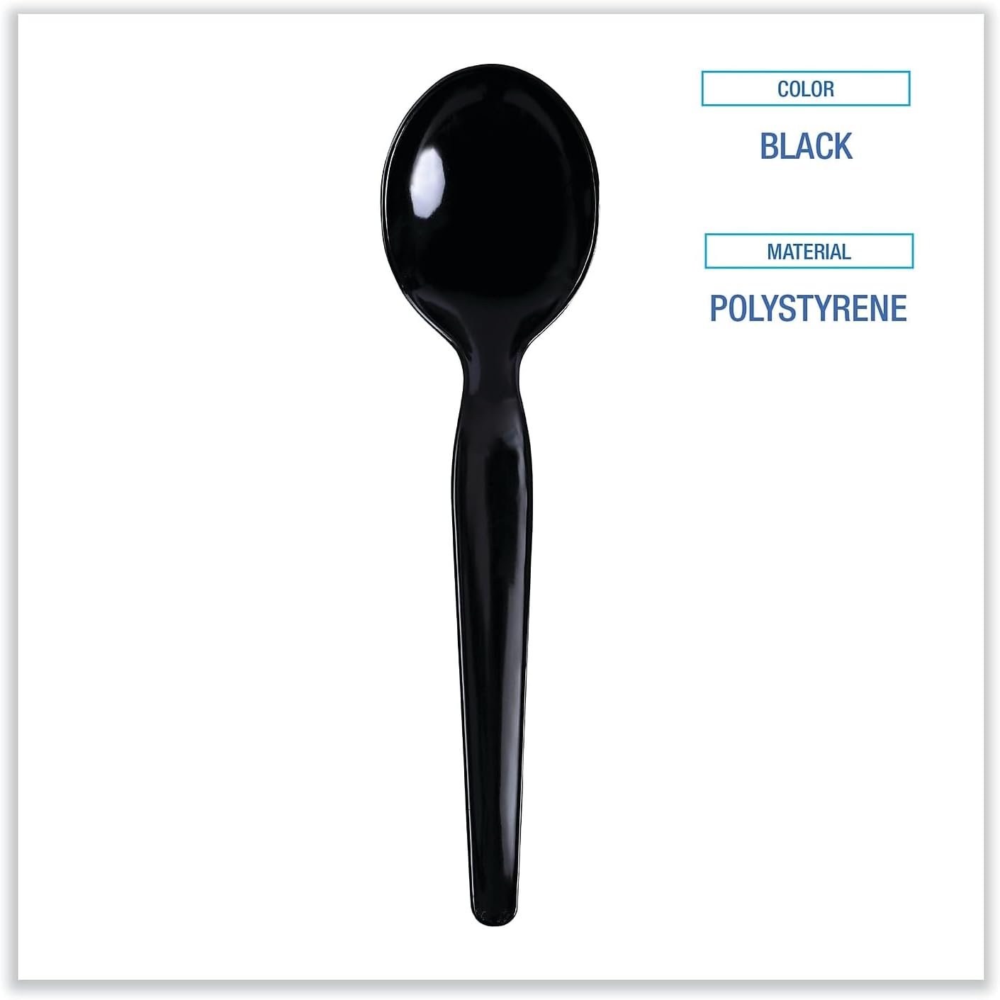 Boardwalk SOUPHWPSBLA Heavyweight Polystyrene Cutlery, Soup Spoon, Black, 1000/Carton