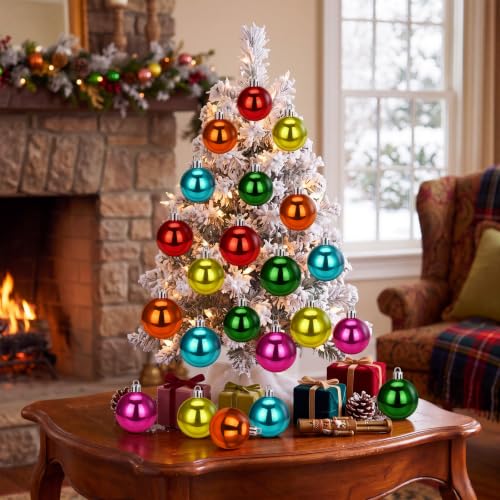 Image of Lunmon 64 Pcs Multicolor Christmas Ornament Bright Color Xmas Baubles