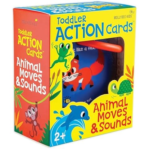 MOLLYBEE KIDS Toddler Action Cards Animal Moves and Sounds, Gifts for Ages 2+ Cover