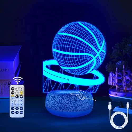 UNIMIW Veilleuse de baseball pour enfants - Lampe de chevet pour fans de baseball - Avec boutons de télécommande + 7 couleurs + minuterie + fonction de gradation - Cadeau d'anniversaire et de Noël