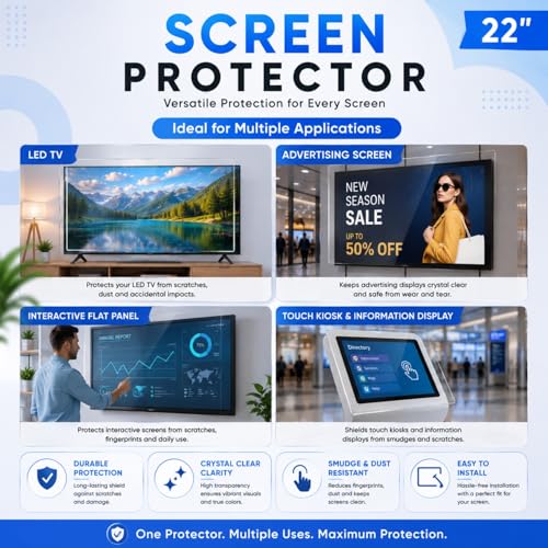 Image of ULTRAMAC 25 inch 3mm Acrylic TV Screen Guard | 9H Hardness | Scratch & Splash Resistant | ISO Certified Protection with Ultra HD Clarity
