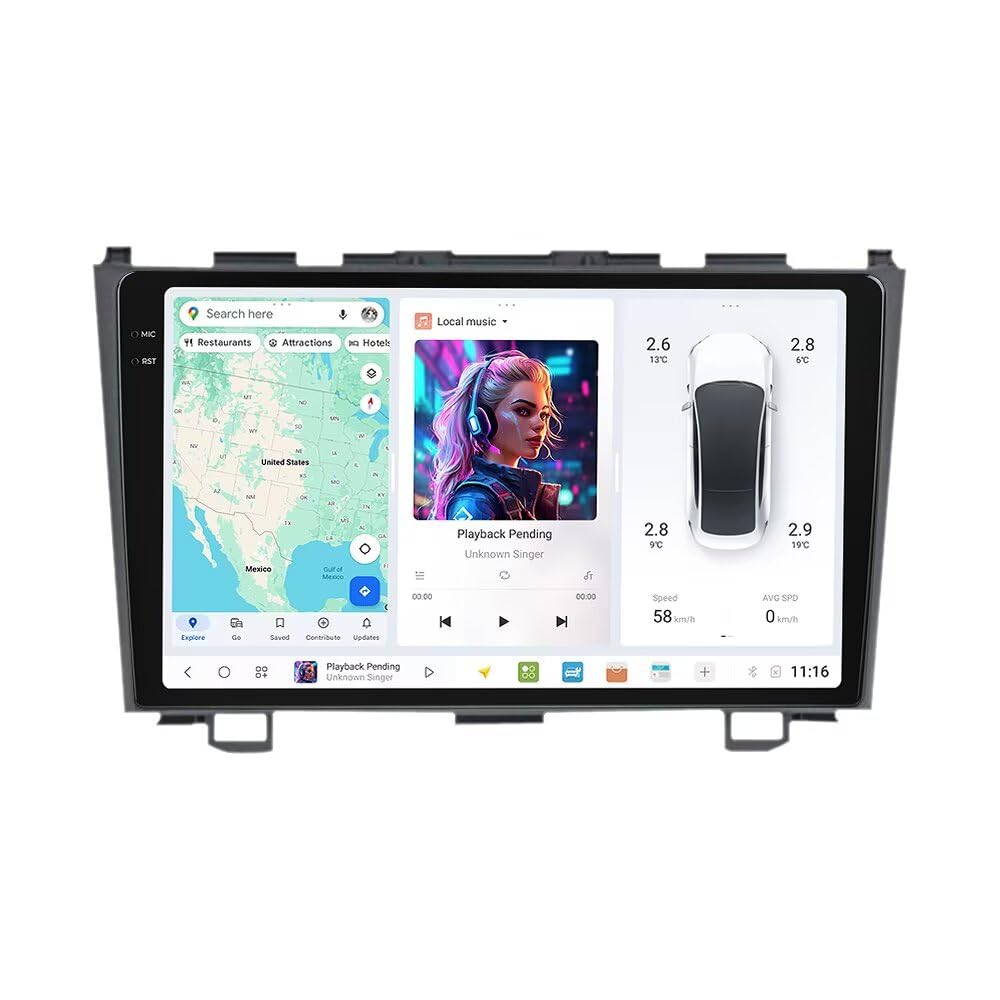 MekedeTech DUDUAUTO DUDU6 Android Screen for Honda CRV 2006-2012 Car Radio 9.5 inch Head Unit,8G RAM 128GROM