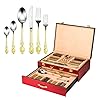 Italian Collection ‘Monarch’ 75-Piece Premium Surgical Stainless Steel Silverware Flatware Set 18/10, Service for 12…
