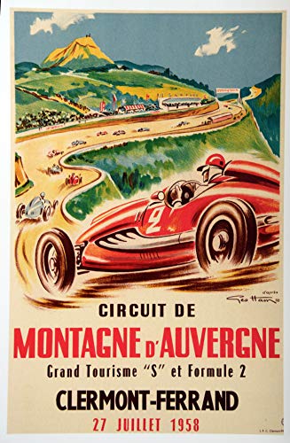 Affiche Clermont Ferrand Automobile 1958 souvenir de course rétro - 2