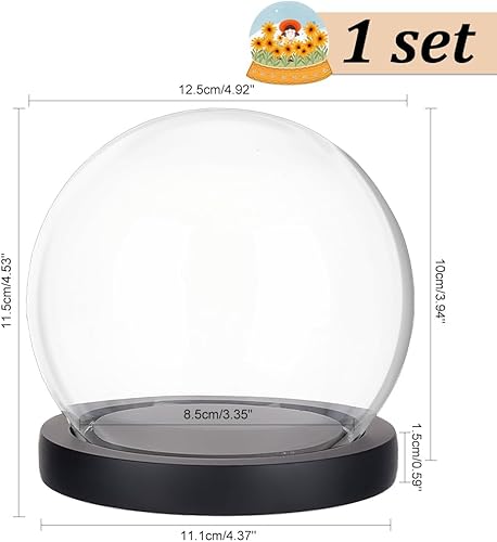 Miniatura 2 de PH PandaHall Cúpula Cloche de cristal de 4.9 x 4.5 pulgadas, vitrina de cristal con base, cúpula decorativa, cúpula de nieve para luces de hadas,