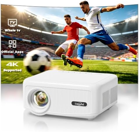 Outdoor Projector with WiFi and Bluetooth, Movie Projector 4K Bui...