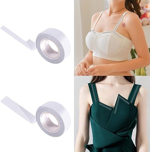 Miniatura 5 de Cinta para el cuerpo del pecho, tela transparente, cinta fuerte de doble cara para ropa, vestido, brasier, piel, bikini (16 pies)