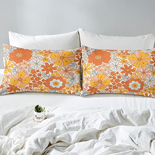 Erosebridal Hippie Flower Comforter Set Queen Groovy Birthday Decorations Bedding Set Cute Rainbow Floral Bedding Comforters & Sets For Girls Women Bedroom Decor Retro 70S Theme Bed Set 2 Pillowcase #TOP5