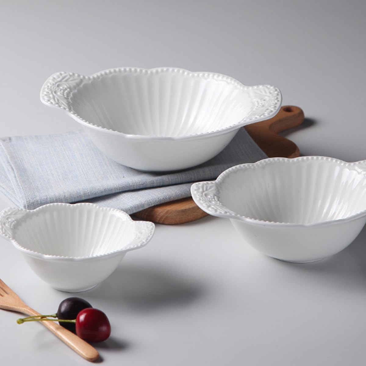 jojofuny Xmas Bone China Salad Bowl White European Style Creative