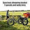 loyliawa 20'' Fat Tire Tricycle for Adults, Drift Trike for Adult, 7 Speed 3 Wheeled Bike with Double Disc Brake, Adult Tricycle with Spacious Shopping Basket for Vacation Outing Camping Black #2