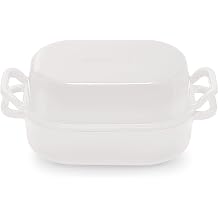 ROSSALLINI Signature Enamelled Cast Iron Sourdough Bread Oven Non-Stick with Tight Fitting Lid for Perfect Baking and Bread Baking 6QT Rectangular Oven with Lid [White]