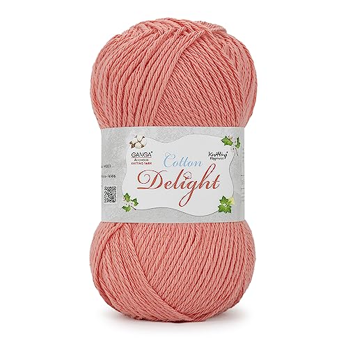 Image of Ganga Acrowools Cotton Delight, Dk Weight Cotton Yarn, Oekotex Class L Certified 100G, 169M COD024 Salmon