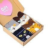 4 Pairs Soft Comfortable Novelty Cartoon Aminal Cat Crew Pattern Cotton Socks (4 pairs(4 colors Cat Socks))