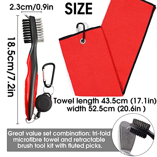 Sugamm-Toalla-de-Golf-de-435-x-515-cm-diseno-de-gofres-de-Microfibra-roja-mosqueton-Cepillo-de-Ranura-Golf-Kit-de-Herramientas-de-cerdas-Nailon-Cepillo-de-Palo-de-Golf-con-Hebilla-Metal-retractil