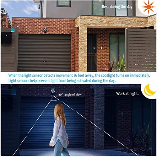WOWLUX Led Security Lights 600 Lumens Waterproof Battery Powered Wireless Motion Sensor LED Spotlight Lights for Garden Driveways Yard Walkways Stairs (Black)