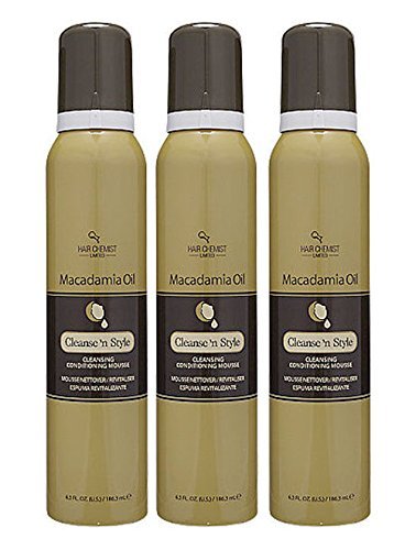 Lot of 3 HAIR CHEMIST MACADAMIA OIL CLEANSE 'N STYLE CONDITIONING MOUSSE 6.3 OZ/each