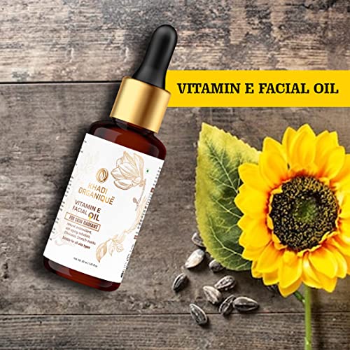 Image of Khadi Organique Vitamin E Facial Oil, 30ml | Skin Glowing, Brightening Skin, Fight Dullness, Anti-Stretch Marks & Scars