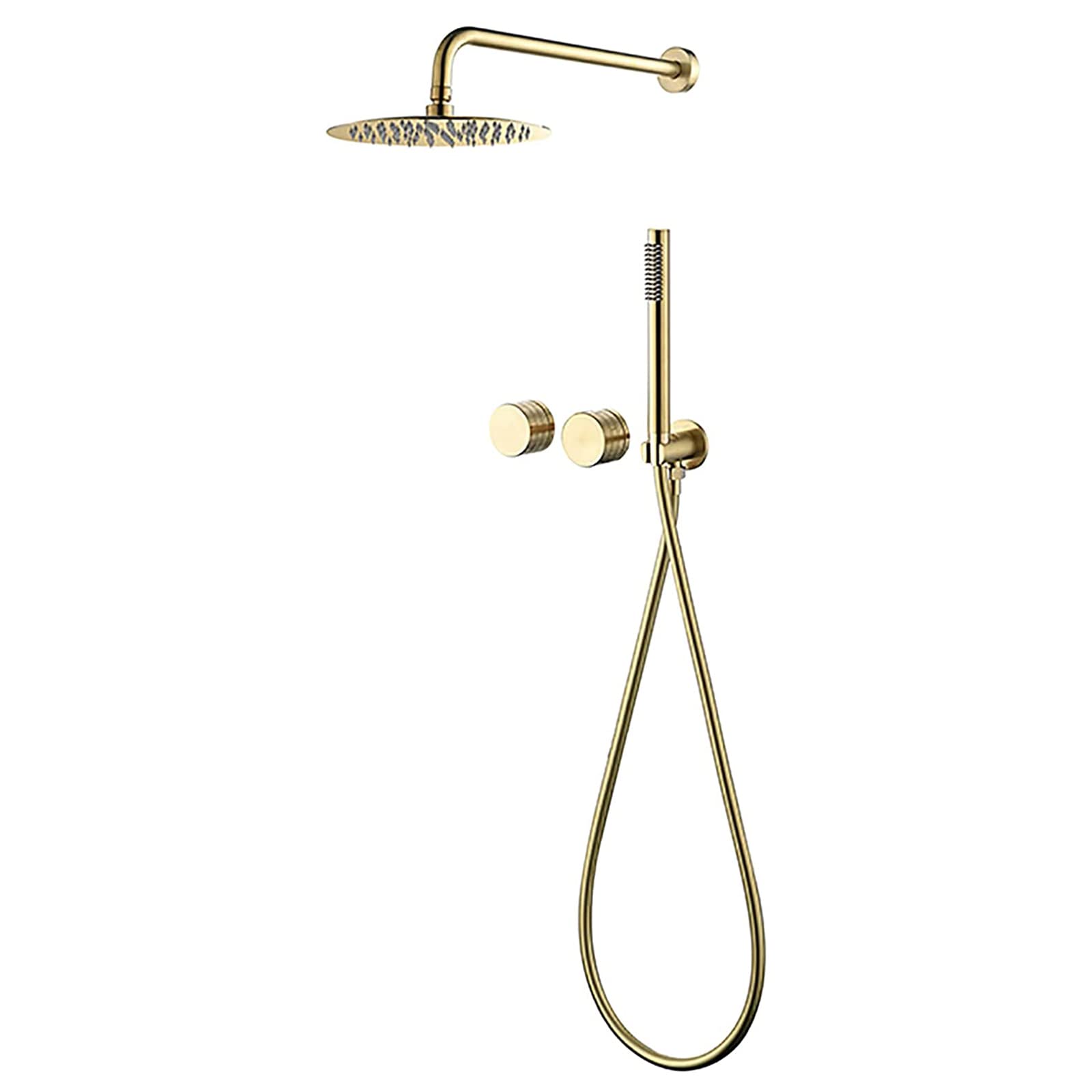WXPGFEQ Rain Shower System 8 Nch Shower Faucet Set Wall Mounted Shower Combo Set Brass Rain Mixer Shower With Shower Head,Handheld Shower, Brushed Gold,