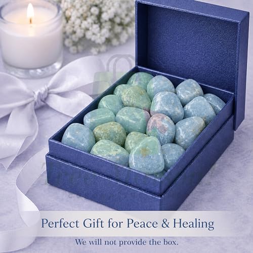 Image of Angelite Tumble Stones | 50g Tumbled Gemstones | Reiki Healing Stones | Home Decor Pebbles | Aquarium Gravel | Garden & Table Decor