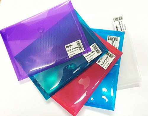 Tiger A6 coloured Document stud wallet folder files - pack of 5