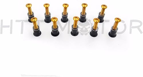 Miniatura 5 de XKMT-Kit de tornillos redondos dorados para parabrisas compatible con CBR 600rr 1000rrSuzuk GSXR 600 750 1000R1 R6 R6s Kawasak ZX6R ZX9R ZX10R