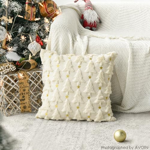 AVOIN Christmas Tree Star Throw Pillow Covers - Cozy Festive Decor - Image 4