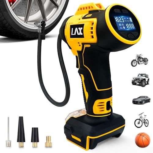 Tire Inflator Portable Air Compressor for DeWalt 18V/20V Max Battery 160PSI Cordless Portable Battery Powered Air Pump with Digital Pressure Gauge for Car Motorcycles Bike Ball(no Battery)
