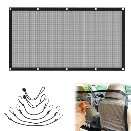 NCOALE Dog Car Barrier, Dog Guard for Car Boot Universal Guards for Cars Pet Divider Safety Net with Adjusting Rope and Hook for SUV Pickup and Small Car (115 * 62cm)