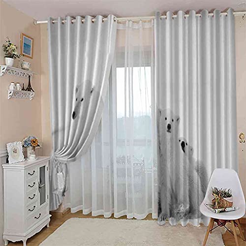 Rideaux occultants d'enfant 3D ours blanc à oeillets polyester - 4