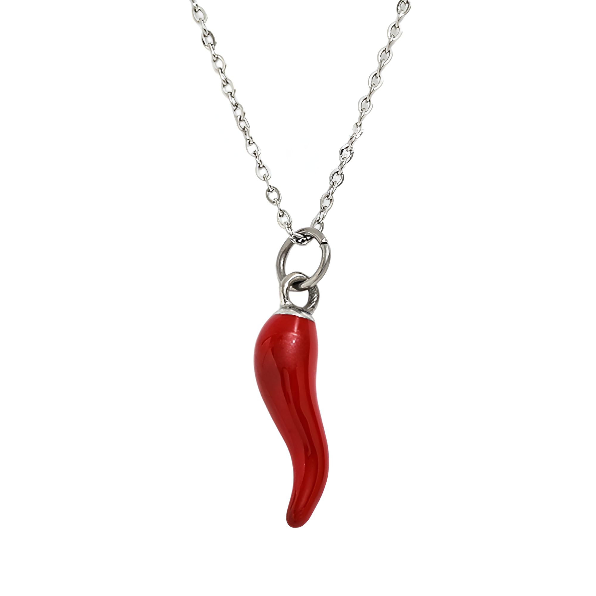 GXNRHG HHRLCH Bunte italienische Horn-Halskette aus 925er Sterlingsilber für Damen und Herren, Cornicello-Halskette – Italienischer Horn-Anhänger, Chili-Pfeffer-Halskette, italienische