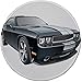 Produktbild Rubber Gaming Mouse Pad,rutschfestes rundes Mousepad,Autos,schwarzes modernes Ponyauto mit weißem Rennstreifen Coupé Motorisierter Sport Dragster,schwarz grau weiß 20CM