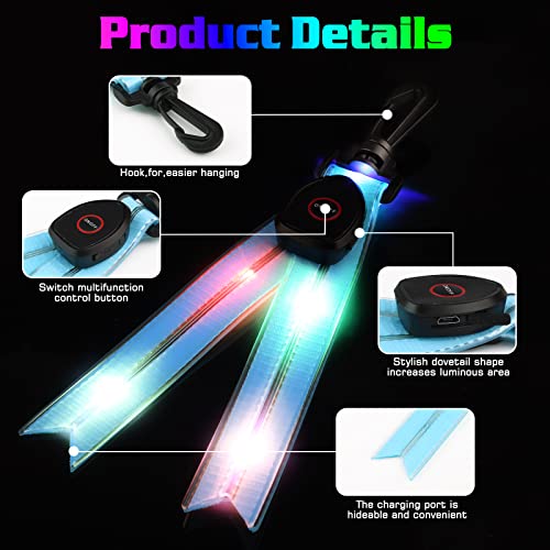 Vaileal LED Blinklicht Schulranzen - 2er USB Aufladbar Kinder Reflektoren Blinklicht Schulranzen Sicherheitslicht, wasserdichte Sicherheit Licht Reflektor Anhänger für Schulranzen (Blau+Grün)