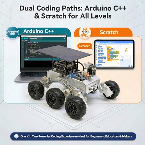 Image of SunFounder GalaxyRVR Mars Rover STEM Kit for Arduino, Compatible with Uno R3, Rocker-Bogie Suspension,Scratch,C,Camera, FPV, for Students, Educators, Engineers